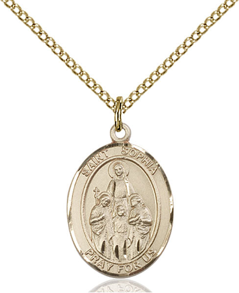 Extel Medium Oval  14kt Gold Filled St. Sophia Pendant with 18" chain, Made in USA