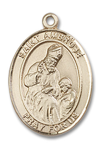 Extel Medium Oval 14kt Gold Filled St. Ambrose Medal, Made in USA