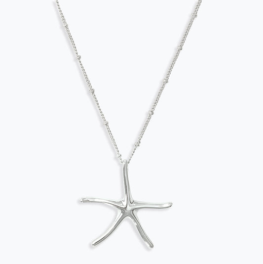Classic Silver Starfish Pendant Necklace For Women Everyday