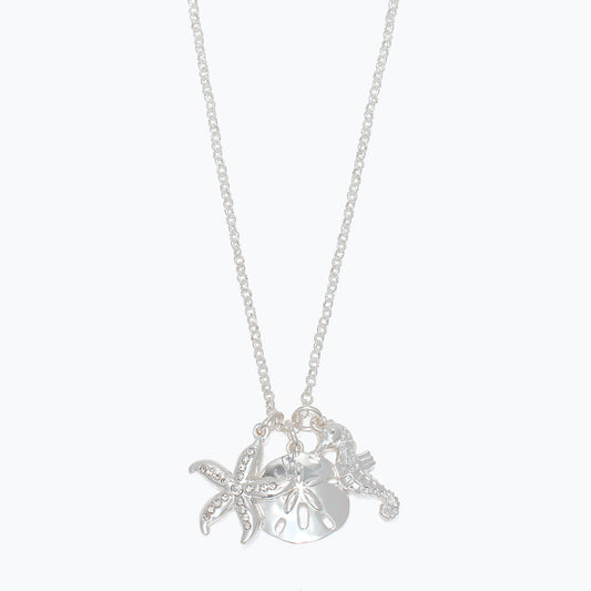 Sterling Silver Trio Crystal Charm Necklace Pendant