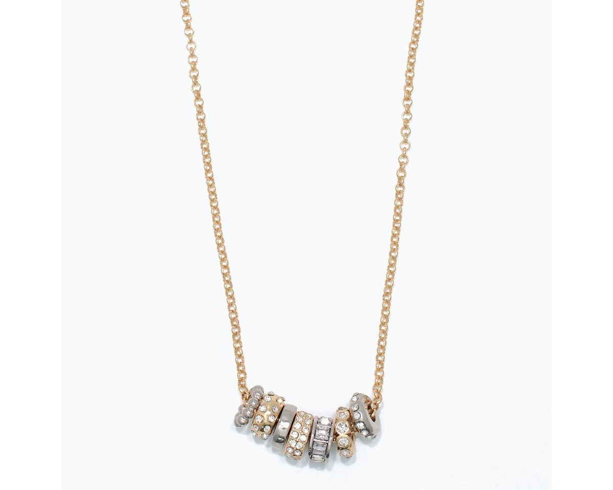 Necklace-Two Tone Crystal Rings