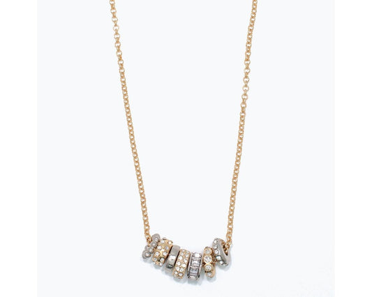 Necklace-Two Tone Crystal Rings