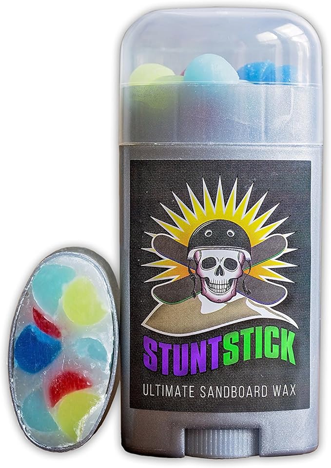 Stunt Stick Sandboard Wax in a sleek container, perfect for enhancing your sandboarding experience. Premium blend scent: Santa Fe.
