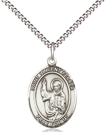 Extel Medium Oval Pewter St. Vincent Ferrer Pendant with 18" chain, Made in USA