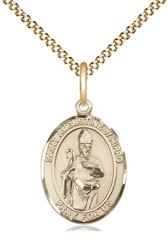 Extel Medium Oval  14kt Gold Filled St. Augustine of Hippo Pendant with 18" chain, Made in USA