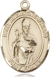 Extel Medium Oval  14kt Gold Filled St. Augustine of Hippo Pendant with 18" chain, Made in USA