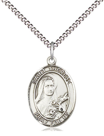 Extel Medium Oval Pewter St. Therese of Lisieux Pendant with 18" chain, Made in USA