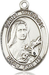 Extel Medium Oval Pewter St. Therese of Lisieux Pendant with 18" chain, Made in USA