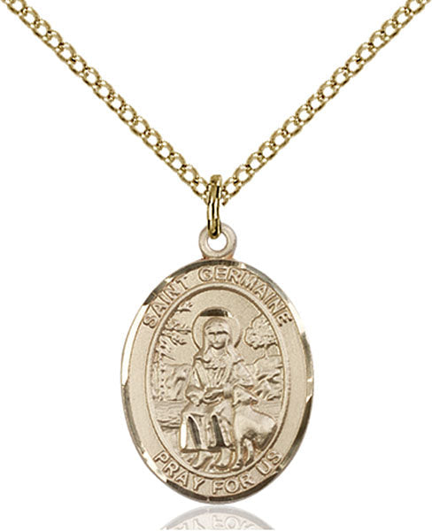 Extel Medium Oval  14kt Gold Filled St. Germaine Cousin Pendant with 18" chain, Made in USA