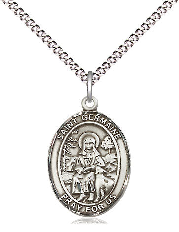 Extel Medium Oval Pewter St. Germaine Cousin Pendant with 18" chain, Made in USA