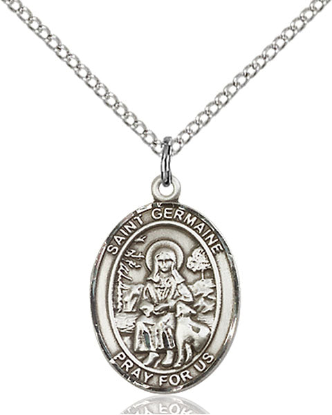 Extel Medium Oval Sterling Silver St. Germaine Cousin Pendant with 18" chain, Made in USA