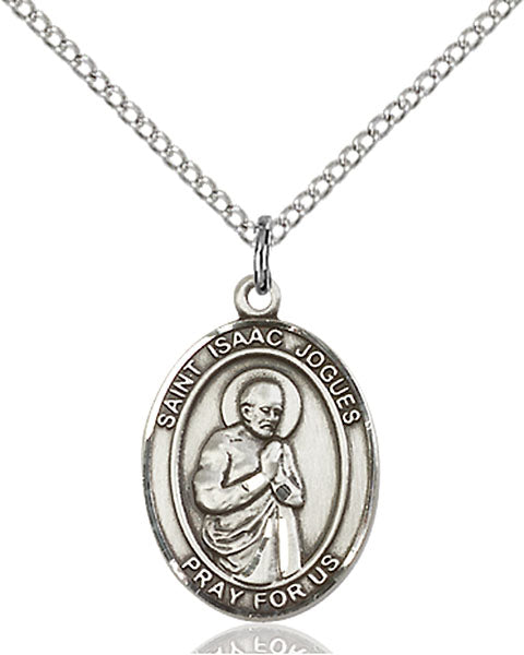 Extel Medium Oval Sterling Silver St. Isaac Jogues Pendant with 18" chain, Made in USA