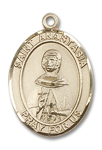 Extel Medium Oval 14kt Gold Filled St. Anastasia Medal, Made in USA
