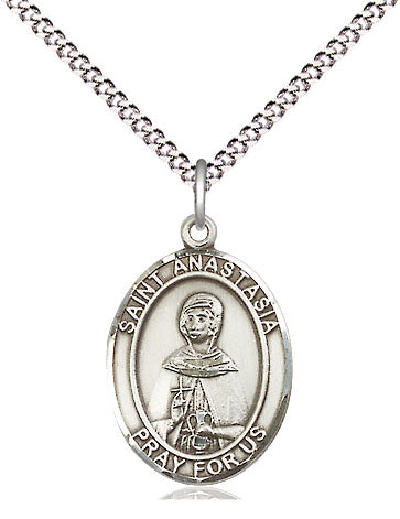 Extel Medium Oval Pewter St. Anastasia Pendant with 18" chain, Made in USA