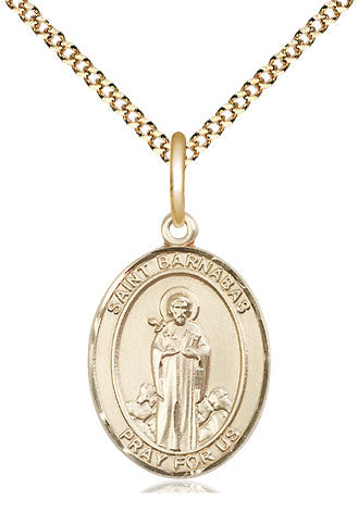 Extel Medium Oval 14Kt Gold Filled St. Barnabas  with 18" chain, Made in USA