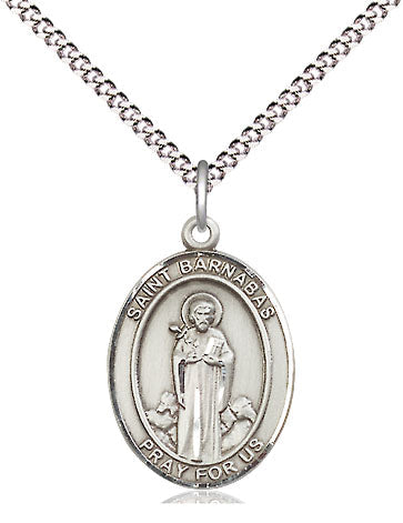 Extel Medium Oval Pewter St. Barnabas Pendant with 18" chain, Made in USA