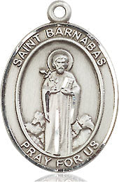 Extel Medium Oval Pewter St. Barnabas Pendant with 18" chain, Made in USA