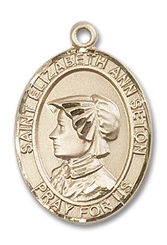 Extel Medium Oval 14kt Gold Filled St. Elizabeth Ann Seton Medal, Made in USA