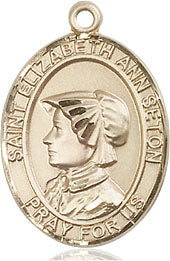 Extel Medium Oval 14kt Gold Filled St. Elizabeth Ann Seton Medal, Made in USA