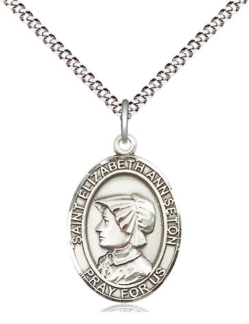 Extel Medium Oval Pewter St. Elizabeth Ann Seton Pendant with 18" chain, Made in USA