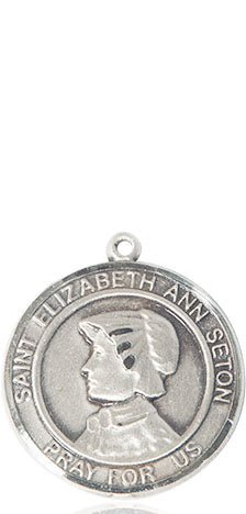 Extel Medium Round Pewter St. Elizabeth Ann Seton Medal Pendant, Made in USA