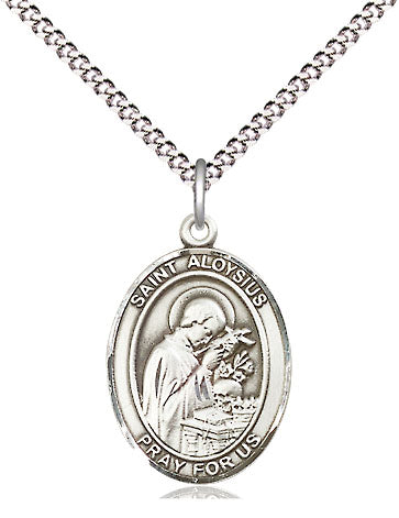 Extel Medium Oval Pewter St. Aloysius Gonzaga Pendant with 18" chain, Made in USA