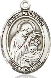 Extel Medium Oval Pewter St. Aloysius Gonzaga Pendant with 18" chain, Made in USA