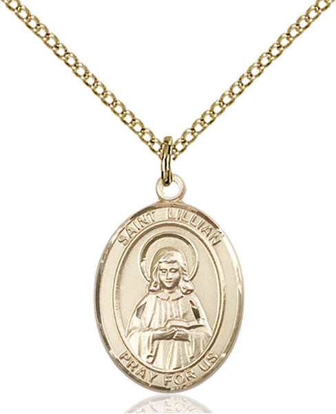 Extel Medium Oval  14kt Gold Filled St. Lillian Pendant with 18" chain, Made in USA
