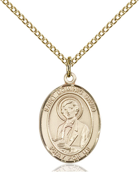 Extel Medium Oval 14Kt Gold Filled St. Dominic Savio  with 18" chain, Made in USA