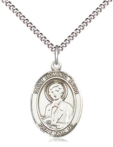 Extel Medium Oval Pewter St. Dominic Savio Pendant with 18" chain, Made in USA