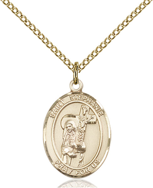 Extel Medium Oval  14kt Gold Filled St. Stephanie Pendant with 18" chain, Made in USA