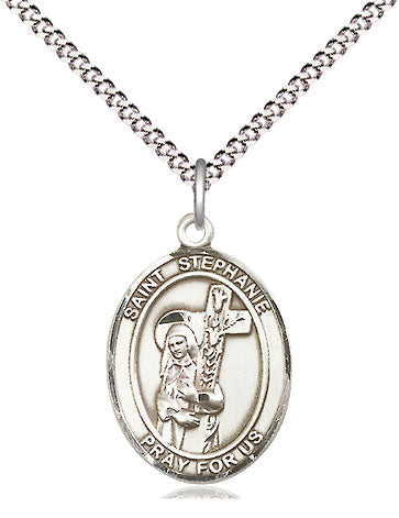 Extel Medium Oval Pewter St. Stephanie Pendant with 18" chain, Made in USA