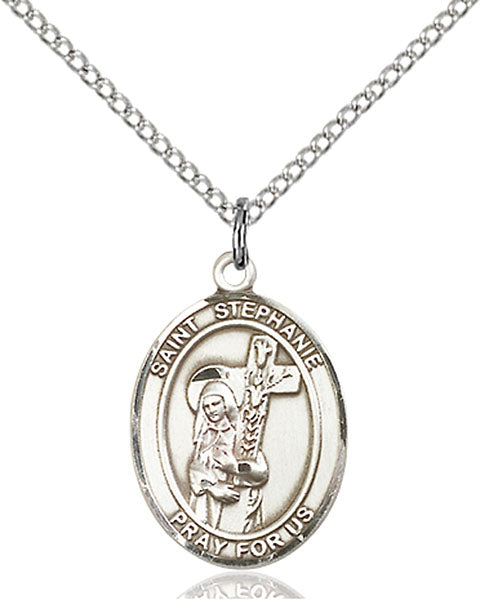 Extel Medium Oval Sterling Silver St. Stephanie Pendant with 18" chain, Made in USA