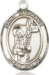 Extel Medium Oval Sterling Silver St. Stephanie Pendant with 18" chain, Made in USA