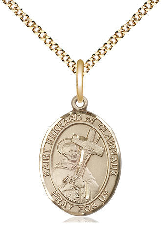 Extel Medium Oval 14Kt Gold Filled St. Bernard of Clairvaux  with 18" chain, Made in USA