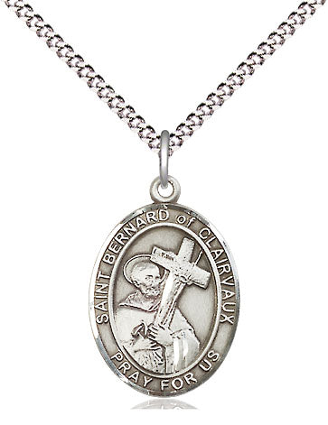 Extel Medium Oval Pewter St. Bernard of Clairvaux Pendant with 18" chain, Made in USA