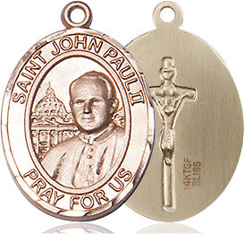 Extel Medium Oval 14kt Gold Filled St. John Paul II Medal, Made in USA