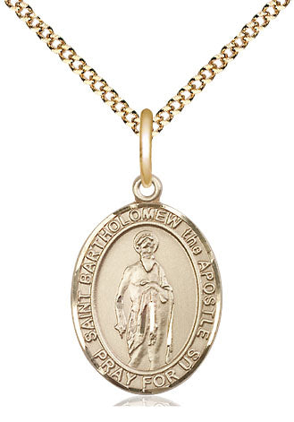 Extel Medium Oval  14kt Gold Filled St. Bartholomew the Apostle Pendant with 18" chain, Made in USA