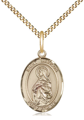 Extel Medium Oval 14Kt Gold Filled St. Matilda  with 18" chain, Made in USA