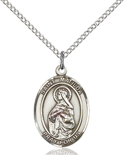 Extel Medium Oval Sterling Silver St. Matilda Pendant with 18" chain, Made in USA