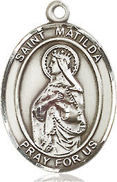 Extel Medium Oval Sterling Silver St. Matilda Pendant with 18" chain, Made in USA