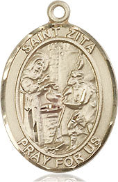 Extel Medium Oval 14kt Gold Filled St. Zita Medal, Made in USA