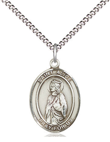 Extel Medium Oval Pewter St. Alice Pendant with 18" chain, Made in USA