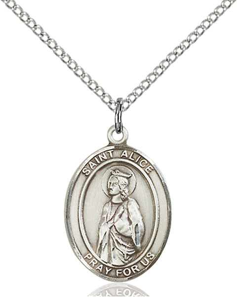 Extel Medium Oval Sterling Silver St. Alice Pendant with 18" chain, Made in USA