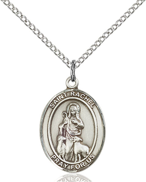 Extel Medium Oval Sterling Silver St. Rachel Pendant with 18" chain, Made in USA
