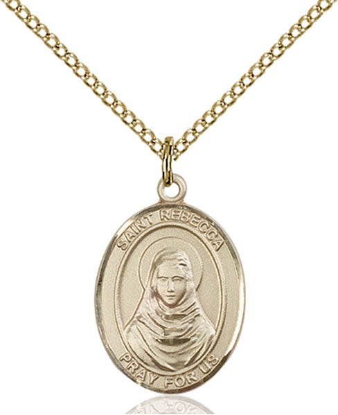 Extel Medium Oval 14Kt Gold Filled St. Rebecca  with 18" chain, Made in USA