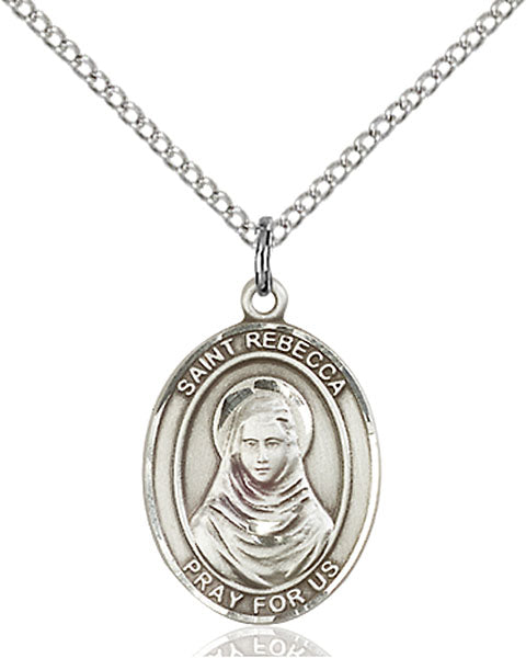 Extel Medium Oval Sterling Silver St. Rebecca Pendant with 18" chain, Made in USA