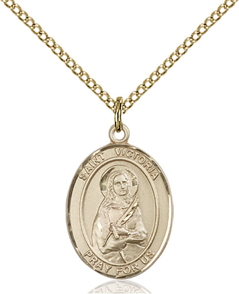 Extel Medium Oval  14kt Gold Filled St. Victoria Pendant with 18" chain, Made in USA