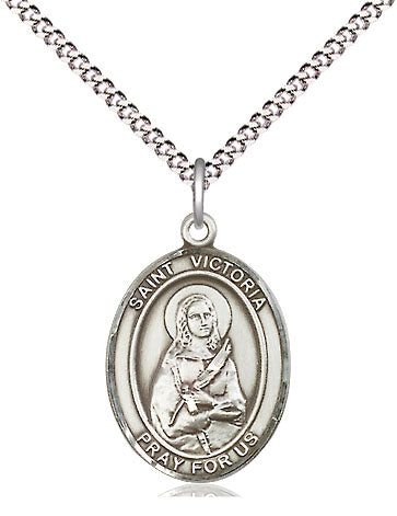 Extel Medium Oval Pewter St. Victoria Pendant with 18" chain, Made in USA