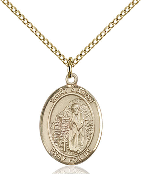 Extel Medium Oval 14Kt Gold Filled St. Aaron  with 18" chain, Made in USA